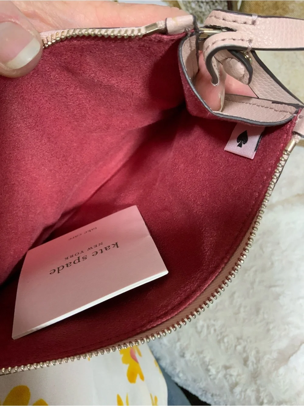 kate spade Pebbled Leather Wristlet in Dusty Rose